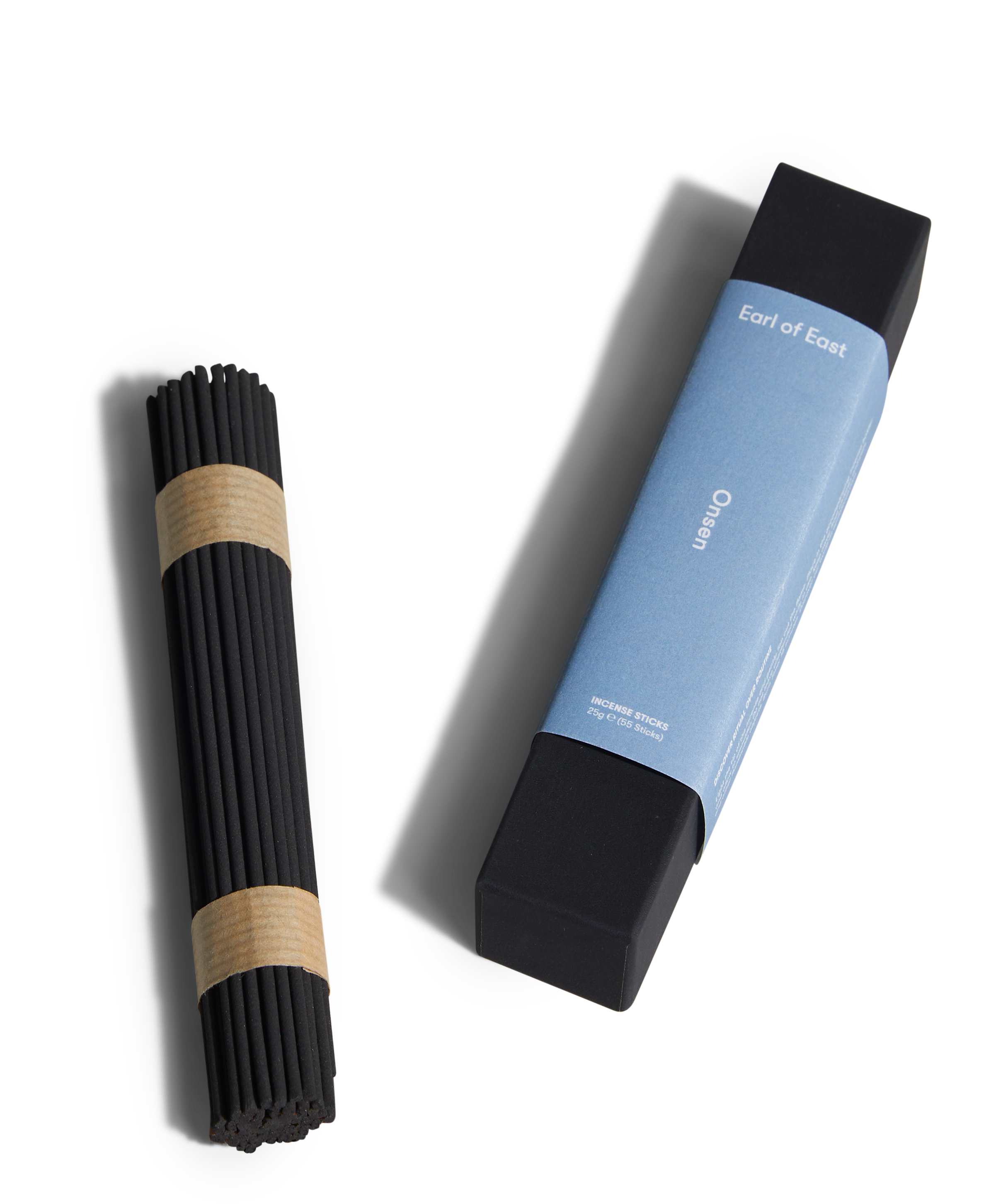 Two incense sticks with packaging on a white background