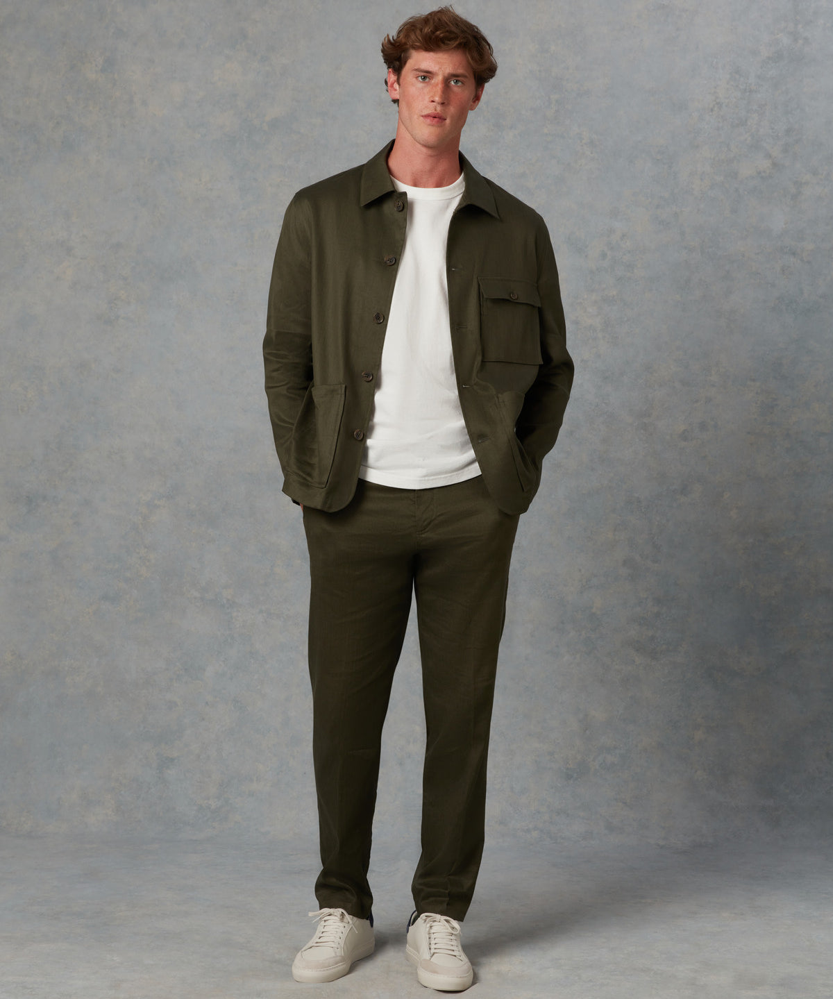 Batch LDN Men's Bottle Green Linen Suit