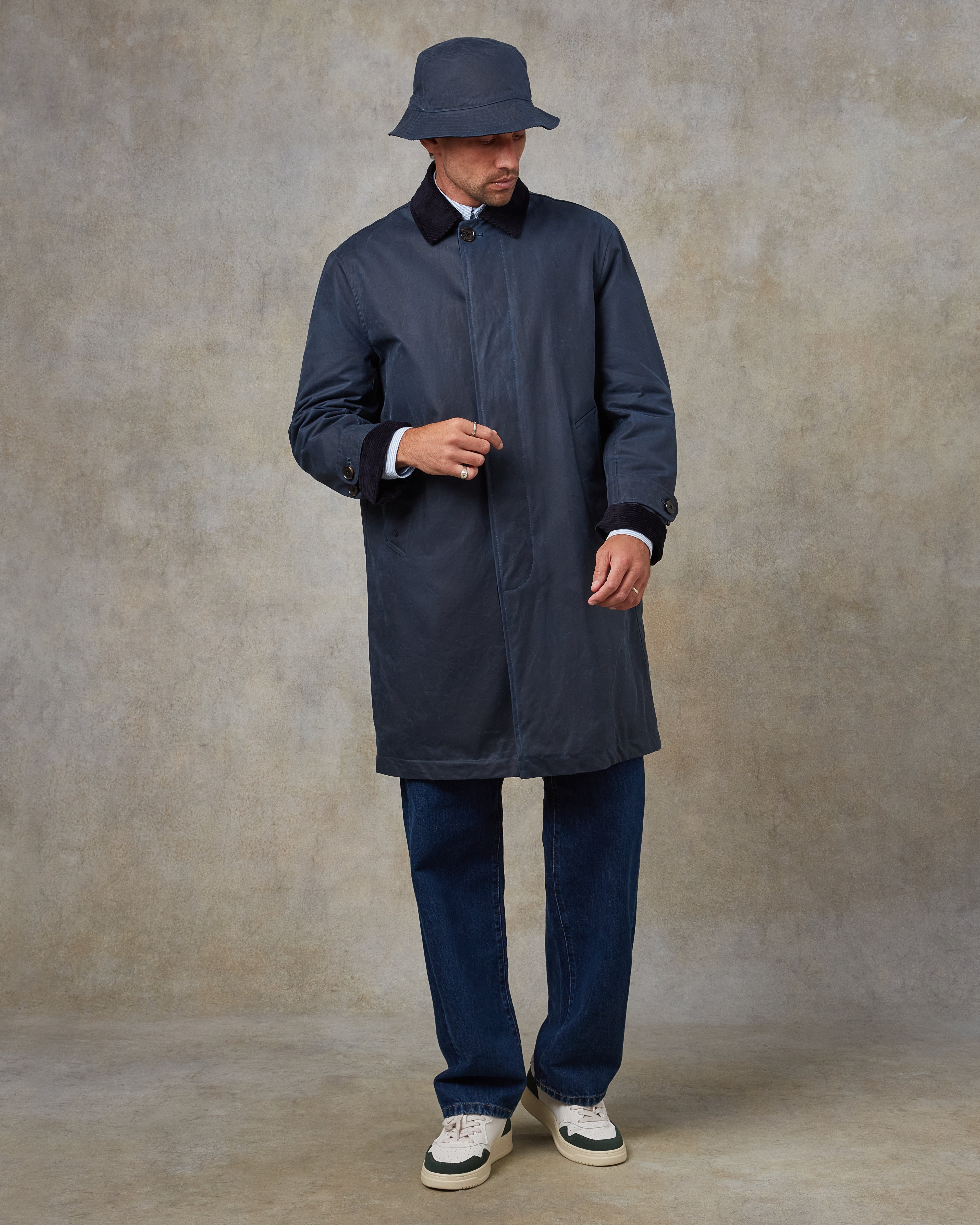 Batch LDN Men's Navy Waxed Canvas Overcoat